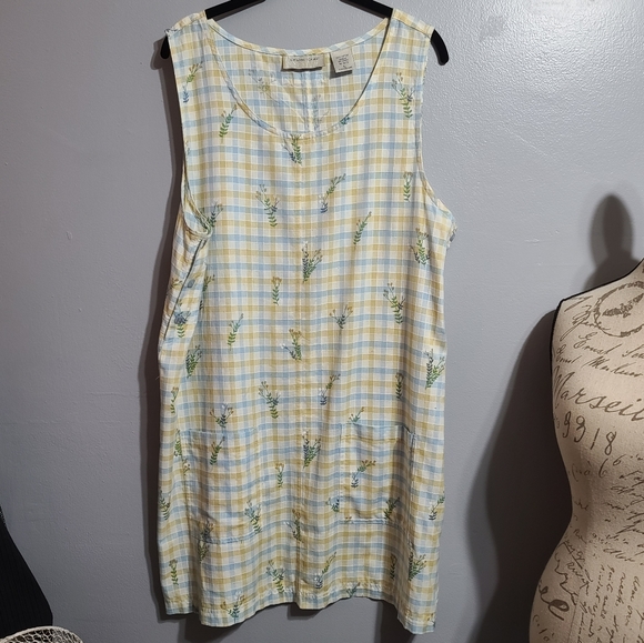 NWOT Lemon Grass Yellow, Blue, White Dress SZ L
